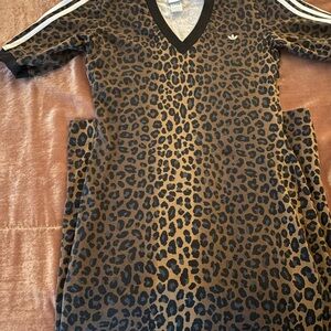 Adidas Brown Leopard Print V-Neck Dress